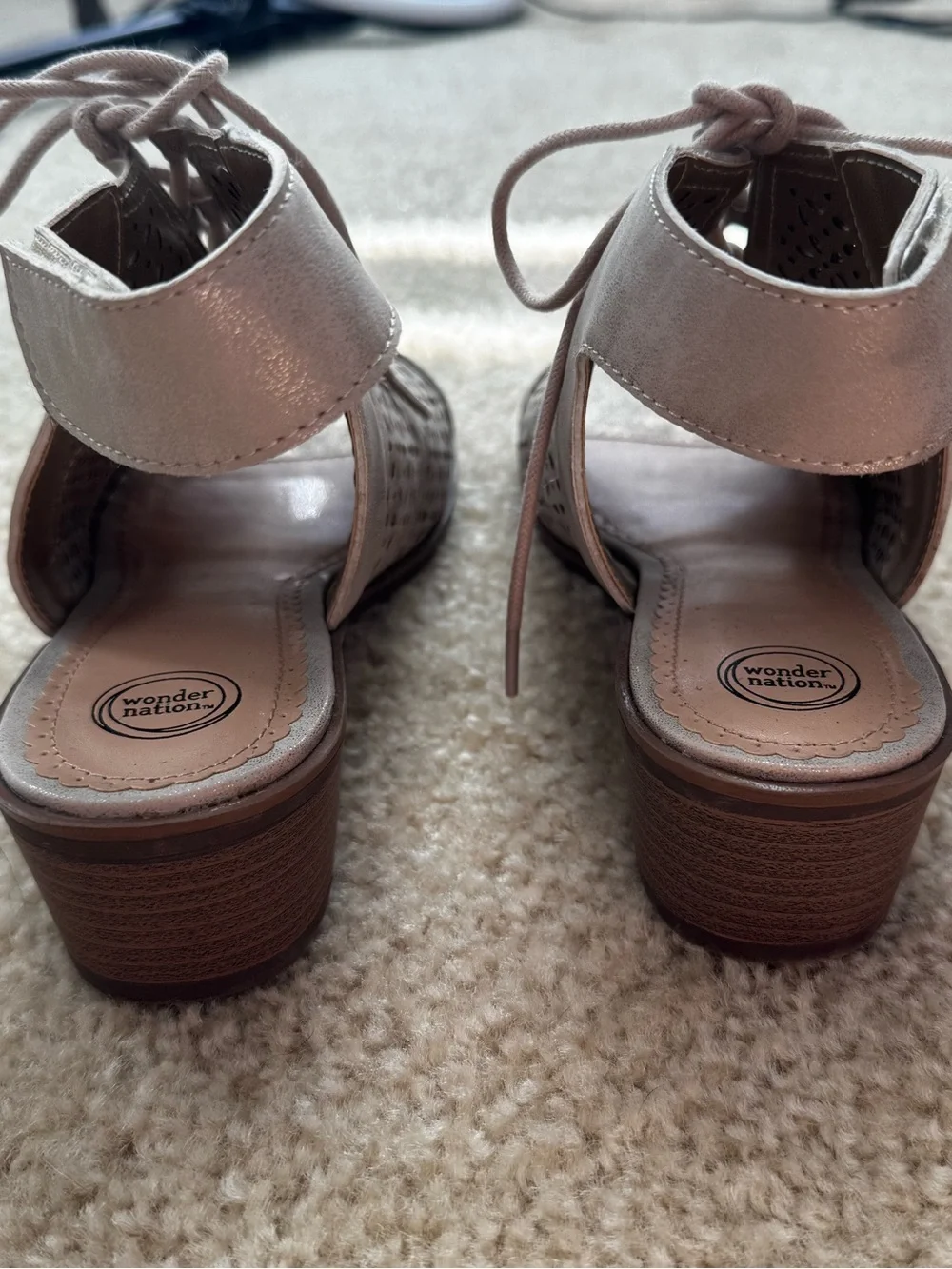 Wonder Nation Lace Up Peep Toe Sandals